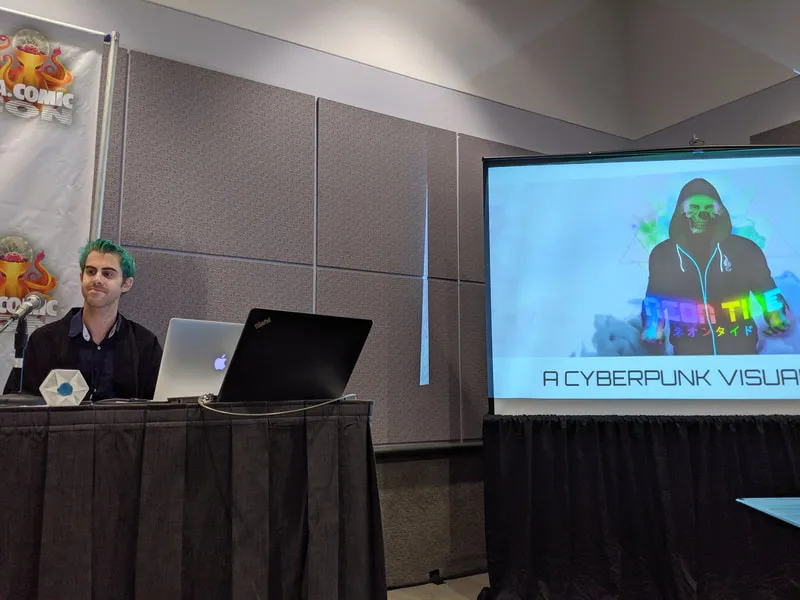 Presenting Neon Tide on screen at LA Comic Con 2019